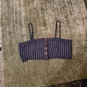 this is a blue button up crop top